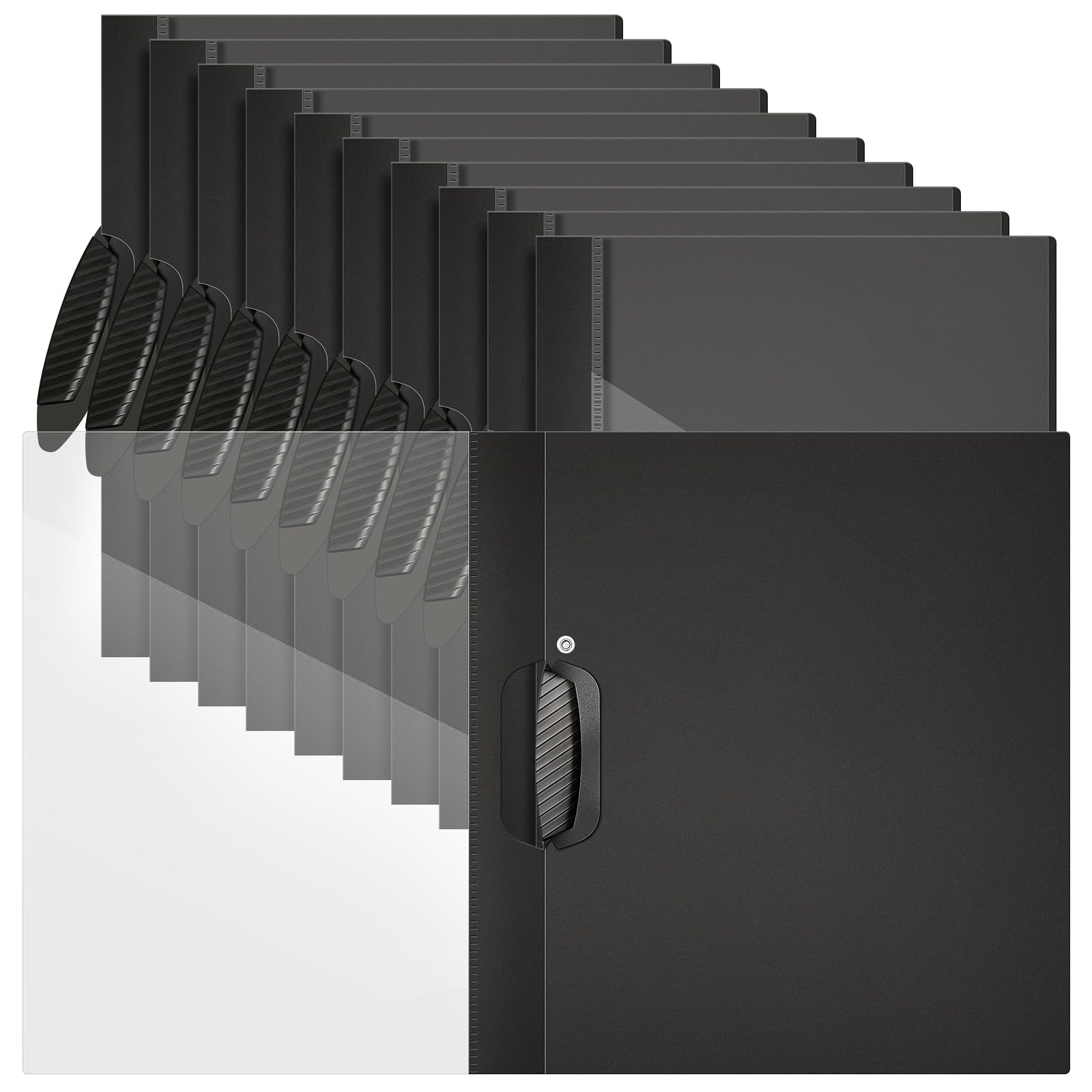 Photo 1 of Teling 24 Pcs Clear Report Covers with Sliding Bar and Clip Presentation Folders Resume Folders for Classroom Business Files Document School Office, 9.4 x 11.8 Inches(Black)