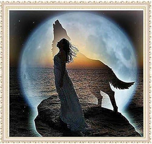 Mingo 5D DIY Diamond Painting Rhinestone Beauty and Wolf of Crystals Embroidery Kits Arts, Crafts & Sewing Cross Stitch