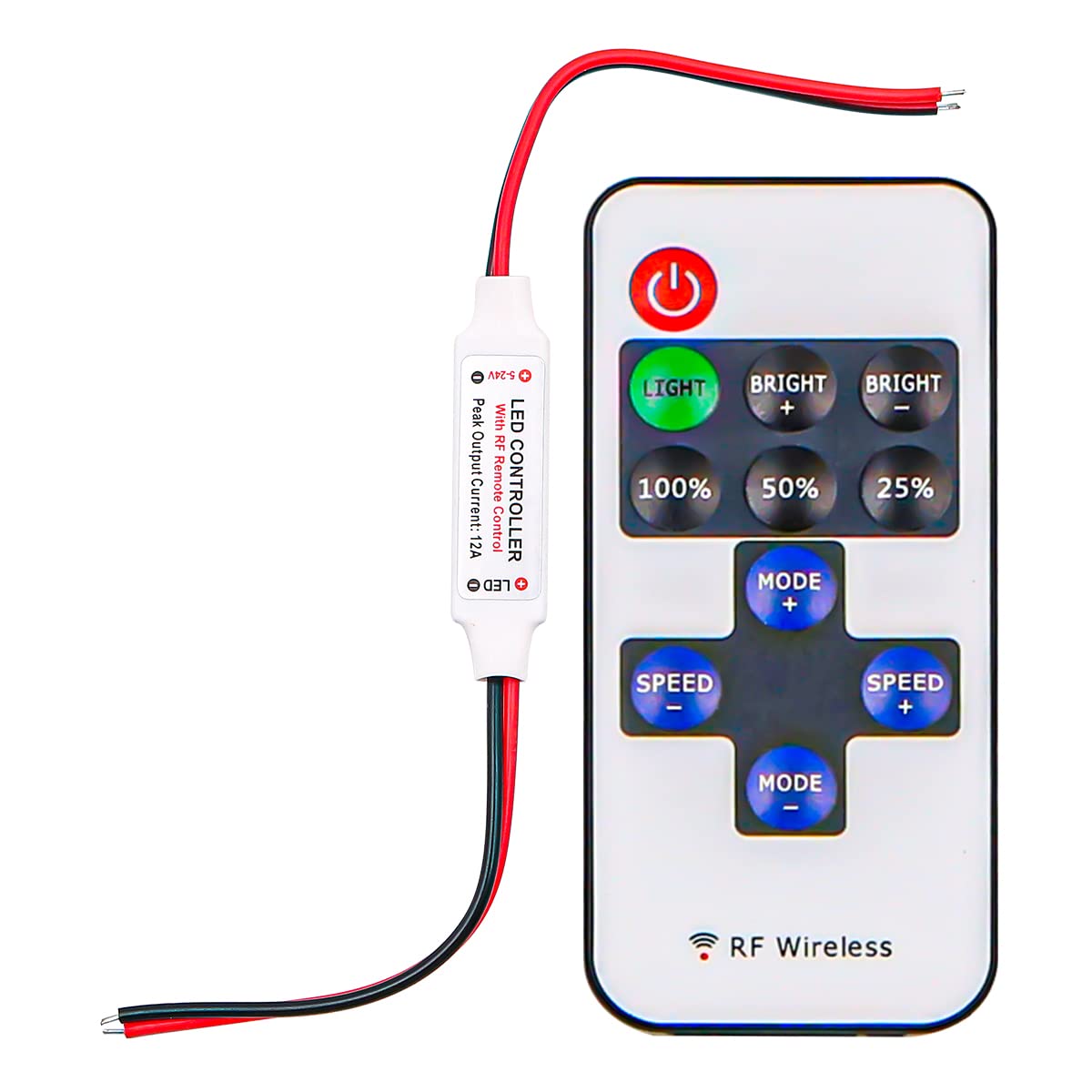 CENPEK 2 PCS 11 Key RF Mini Wireless Remote Controller with DC Connector for Single Color 3528 5050 LED Strip Lights