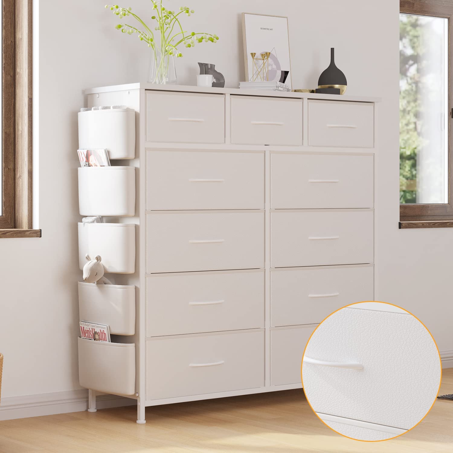 Photo 1 of LIVEHOM 11 Drawer Fabric Storage Dresser for Bedroom Organization, Chest of Drawers with Deep Shelves, Side Pockets & Hooks, Sturdy Steel Frame & Wood Top, Baby/Kids Closet Organizer Unit