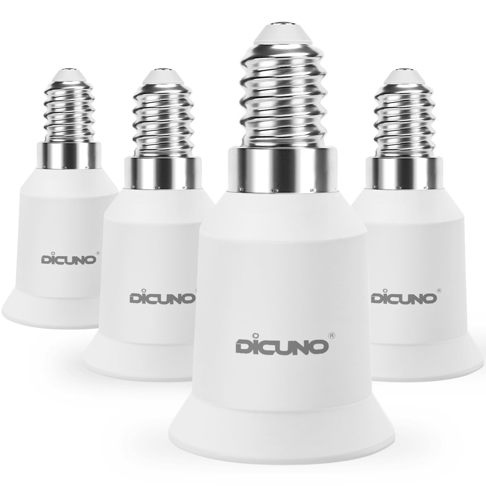 DiCUNO E14 to E27 Socket Converter 4-Pack Socket Adapter Small Screw to Screw Lamp Base Adapter for LED Bulbs and Incandescent Bulbs and CFL Bulbs-Pack of 4