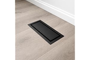 Khan Supply CO Upgraded 4x10 Metal Floor Vent - 2-in-1 Design with Matte Black Insert or Flooring Inlay, Heavy Duty Flush Reg