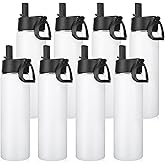 Neihepal 22 oz Insulated Water Bottles Bulk, Stainless Steel Water Bottles Bulk with Leak Proof Straw Lid, Wide Mouth Double Walled Vacuum Keeps Cold and Hot(White,8 Pack)