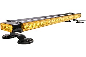 CUMART 26.5" Amber Yellow 54 LED Automotive Rooftop Beacon Warning Emergency Flashing Snow Plow Light Bar Double Side Strobe Light Traffic Advisor with Magnetic Base For Tow Work Truck Pickup