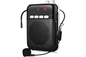 KINIZUXI Portable Voice Amplifier for Teachers, 2400mAh Rechargeable Personal Amplifier PA System Headset for Speaking Microphone for Teachers,Tour Guides, Coaches, Classroom, Singing Yoga(Black)