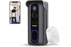 KAMEP [Upgraded] Wireless WiFi Video Doorbell Camera with Chime HD 1080P Waterproof Home Security Doorbell Camera Battery Powered with 2-Way Audio, Motion Detection,IR,Wide Angle,Cloud Storage
