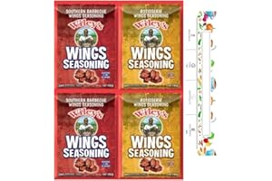 Wileys Chicken Wing Seasoning Variety 4 Pack Bundle | Rotisserie and Southern Barbecue, 2 Packets of Each | with Blank June Street Market Recipe Card (style may vary)