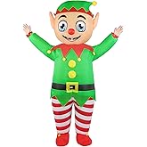 Wabolay Elf Costume Men Inflatable Christmas Costume for Adult Women Blow Up Elf Outfit Xmas Holiday Cosplay Party Blowup Suit