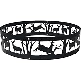 Sharellon 36 Inch Portable Fire Pit Ring - 4 Panel Outdoor DIY Liner | For Backyard Camping &amp; Stone Fire Pit Setups - Forest Wildlife Cutouts With Screws &amp; Small Wrench Included