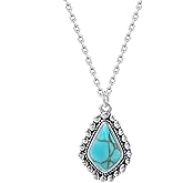 Colloca Turquoise Pendant Necklace for Women, 925 Sterling Silver Western Bohemian Necklace, Boho Jewelry, Gift Box included