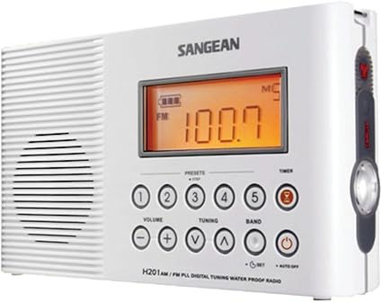 Amazon Com Sangean H201 Shower Radio Water Resistant White Am Fm Digital Tuning W Antenna Electronic Accessories Home Audio Theater