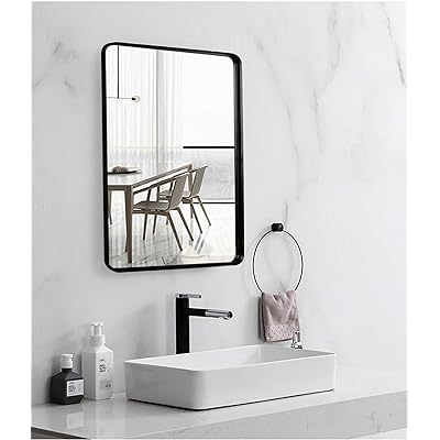 Buy Black Wall Framed Rectangular Mirrors For Bathrooms 22x30 Large Rectangle Mirror With Brushed Glass Panel Modern Home Entryway Decor Mirror With Corner Deep Design Hangs Horizontal Or Vertical Online In Indonesia