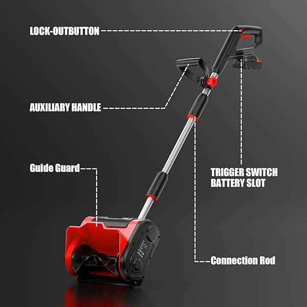 CORDLESS SNOW SHOVEL COMPATIBLE WITH MILWAUKEE 18V BATTERY, 12″ ELECTRIC SNOW BLOWER WITH 20FT MAX THROW & ADJUSTABLE HANDLE & SAFETY SWITCH, SNOW THROWER FOR DRIVEWAY, DECK, PATIO, STEPS (TOOL ONLY)