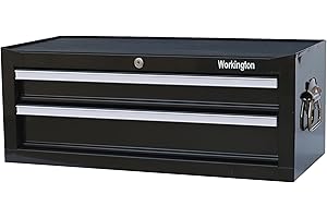 Workington Industrial 2 Drawers Portable Metal Intermediate Box, 26" Middle Tool Chest Cabinet with Ball Bearing Drawer Slides, Steel Tool Storage Box Organizer 4008 Black