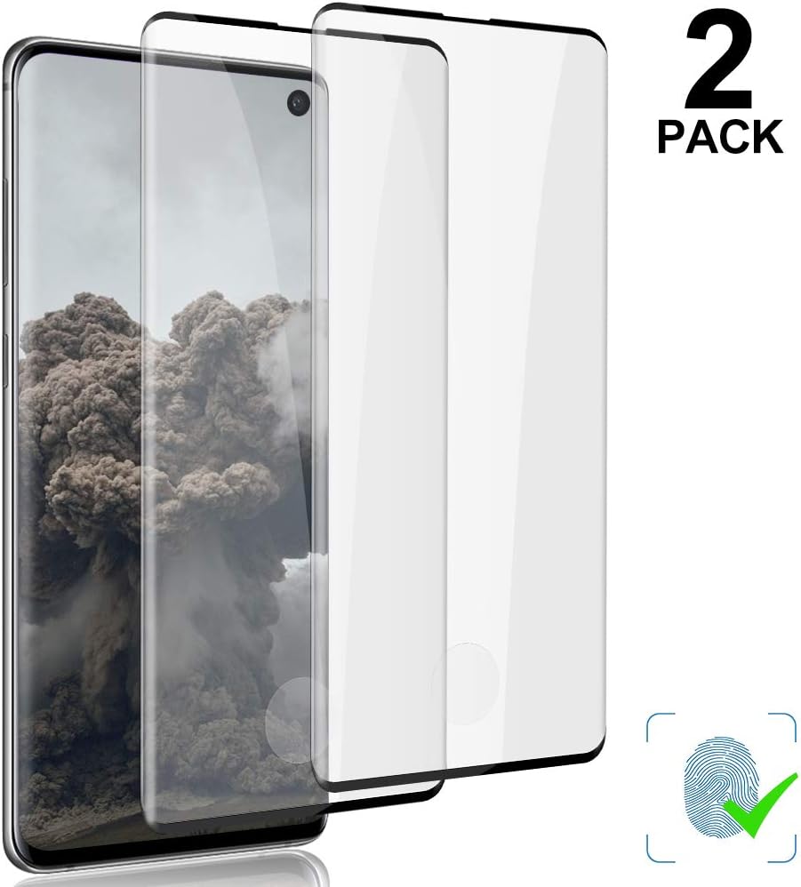 [2 Pack]Galaxy S10 Tempered Glass Screen Protector, [9H Hardness] [3D Curved Full Screen] [Support Fingerprint Unlock] Screen Glass HD Protective Film for Sa HD Protective Film for Samsung Galaxy S10
