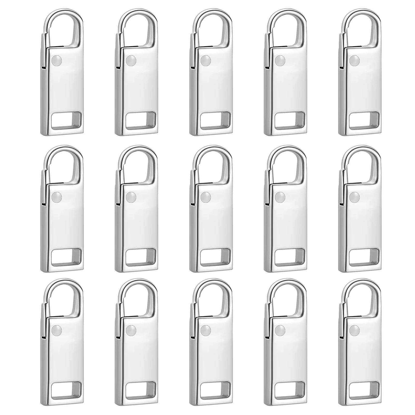 Divono 15pcs Zipper Pull Replacement,Zipper Pulls,Zip Repair Kit,Suitcase Zip Replacement,Detachable and Durable,Suitable for Various Backpacks and Clothes(Silver)