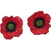Bright red poppy earrings floral flower earrings studs