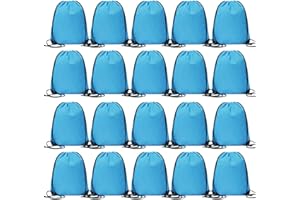 CODOBON 20 Pcs Drawstring Backpack Bulk Draw String Bags Cinch Polyester Bag for Gym Sport, Sky Blue