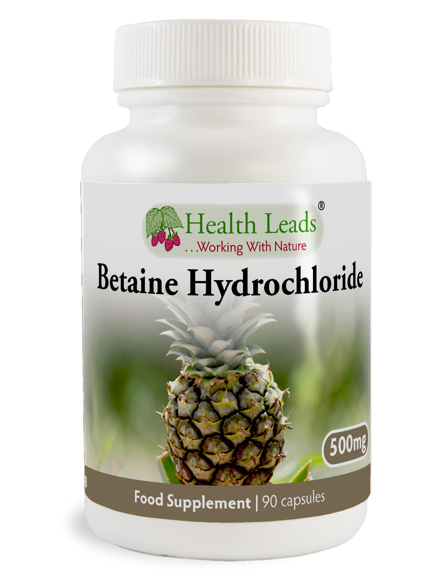 Betaine HCL (Hydrochloride) 500mg 90 Capsules, Suitable for Vegans & Vegetarians, for the Stomach, Magnesium Stearate Free & No Nasty Additives, Made in Wales