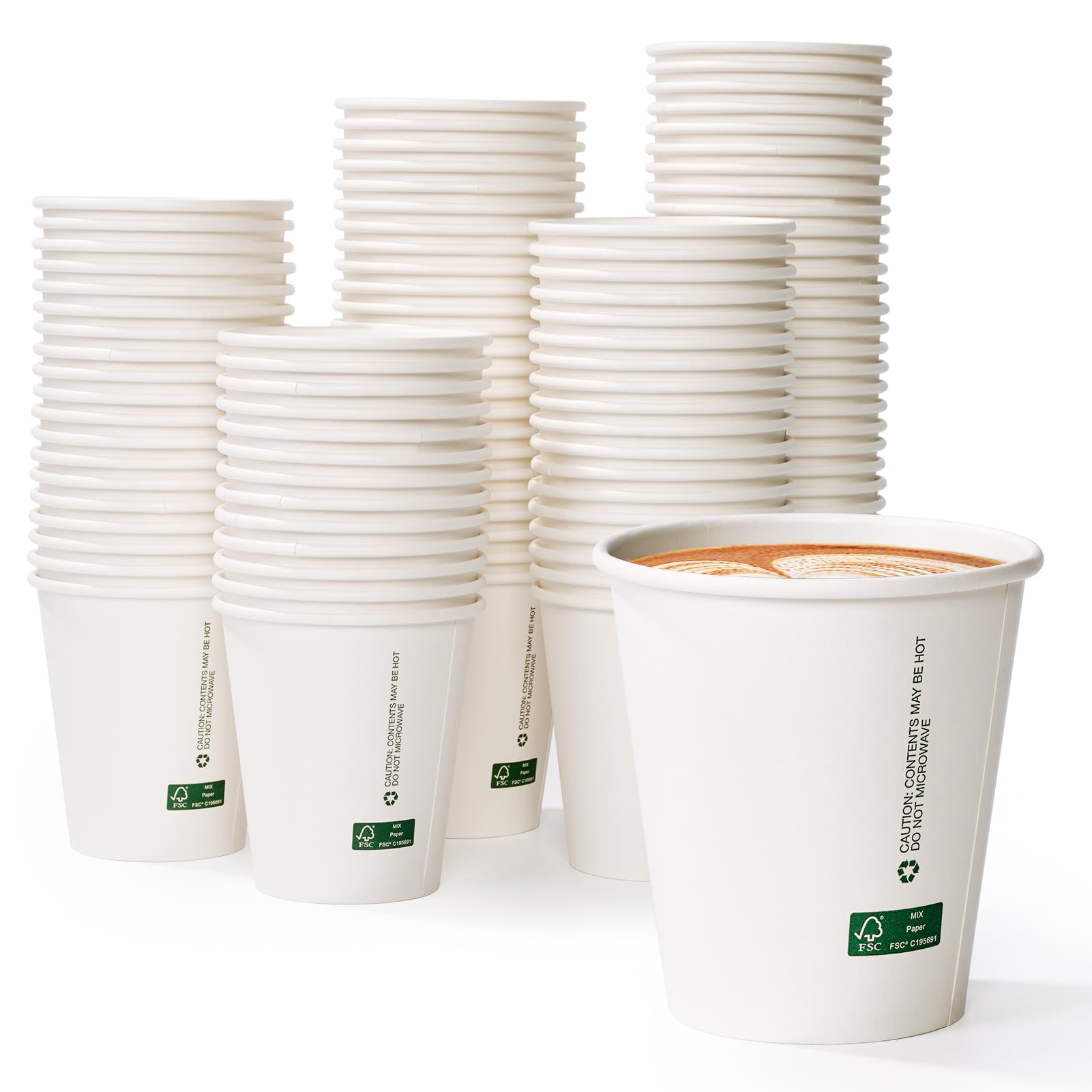 Photo 1 of LITOPAK 210 Pack 10 oz Disposable Paper Coffee Cups, White FSC Hot Coffee Cups for Multiple Drinks for Office, Store, Home