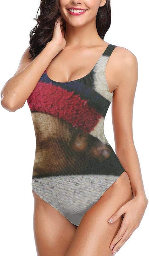 Amazon Co Jp 犬の動物のダックスフント レディースのワンピース水着は快適で速乾性があり クラシックなスポーツのワンピース水着で セクシーで魅力的です 服 ファッション小物