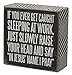 Primitives by Kathy 21358 Chevron Trimmed Box Sign, 4 x 4-Inches, Caught Sleeping