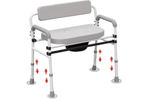 SeatYuPro Super Wide & Secure Commode Toilet Chair - Versatile 4-in-1 Design Including Bedside commodes for Seniors, Adult Potty Chair for Adults and Detachable Bucket, Supports up to 350 pounds