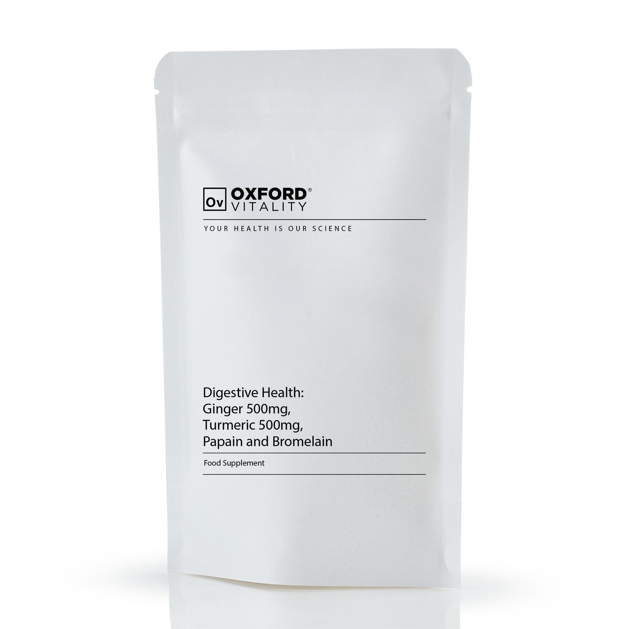 Oxford Vitality Ginger, Turmeric, Papain & Bromelain Tablets | Digestive Enzyme Supplement for Digestive Health and Gut Support | Easy to Take Tablets | Pack of 500