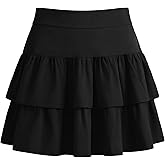 Ekfewou Little Girls Skirts Casual Ruffles Skirt School Uniform Skorts with Pockets for 4-11 Years