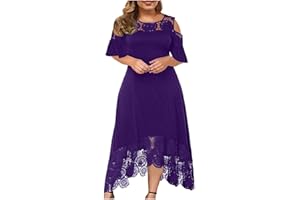 BOXIACEY Plus Size Dress for Women Wedding Guest Empire Waist 2024 Long Dresses Summer Elegant Cold Shoulder Maxi Dress