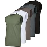 Real Essentials 5 Pack: Men's Cotton Sleeveless Crewneck Tank Top Casual Shirts Tees (Big & Tall Available)