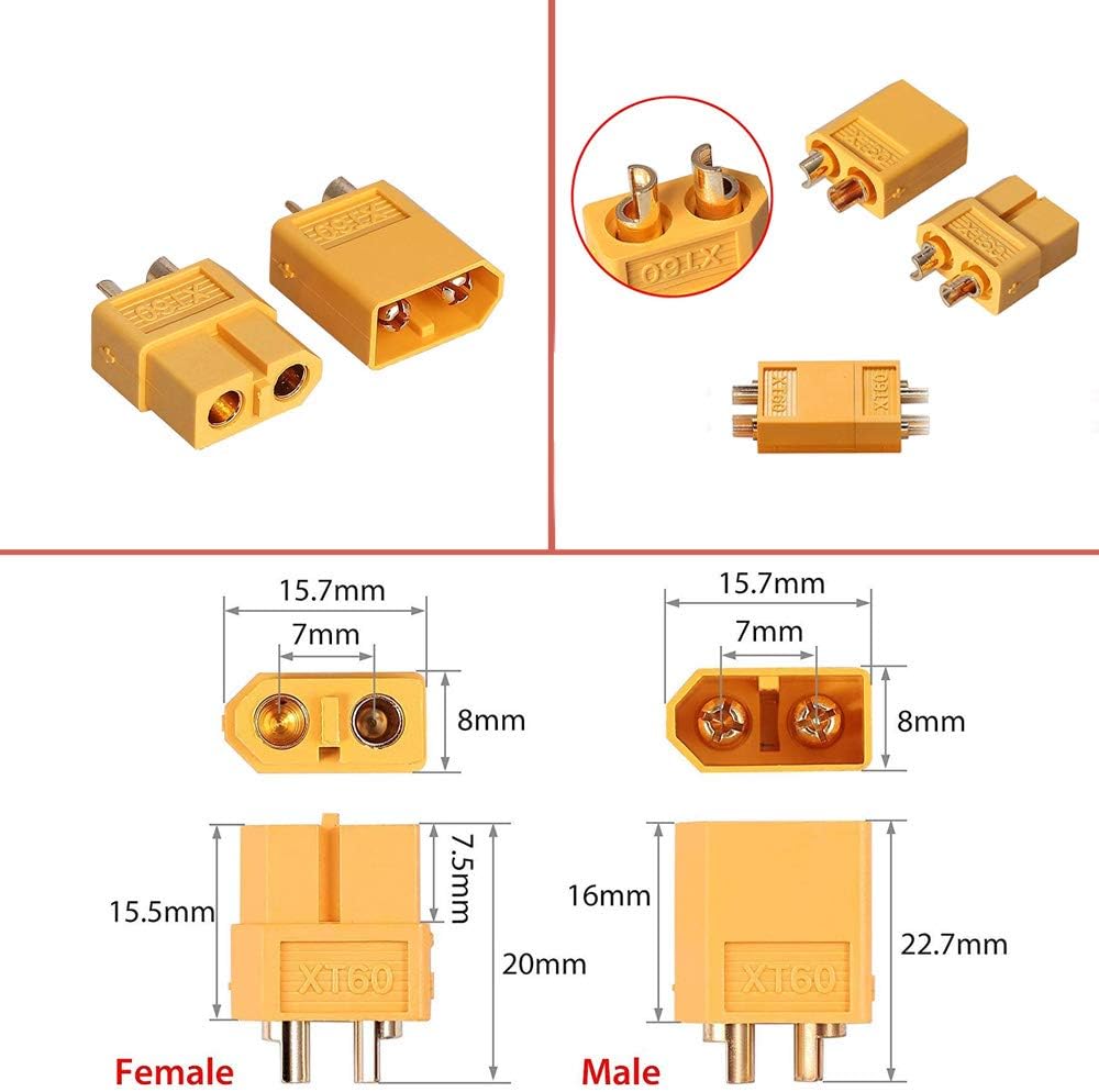 RUNCCI-YUN 20Pairs XT60 Connectors XT-60 Male Female Bullet Connectors Power Plugs with Heat Shrink for RC XT60 Lipo Battery Toy Vehicle (20Pairs) - Image 3