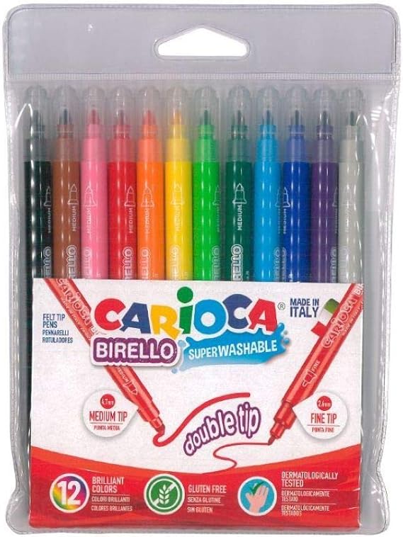 Rotulador Carioca Birello 12 Colores 2 Puntas: Amazon.es: Oficina y papelería