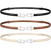 WERFORU Women Classic Leather Belt With Square Gold Silver Buckle For Jeans Pants