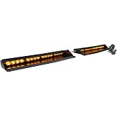 LAMPHUS SolarBlast 32W Amber LED Police Warning Strobe Visor Light Bar | Emergency Warning Police Lights, for Service Tow Work Truck Snow Plow Patrol Vehicle Interior, 48 Flash Modes, 12V Flashing