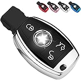 QBUC for Mercedes Benz Key Fob Cover, Key Fob Case for Mercedes Benz C E M S CLS CLK GLK GLC G Class, TPU Full Protection Key Fob Shell Compatible Keyless Smart Key Fob(Sliver)