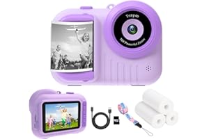 TRAYOO Kids Camera Instant Print, 3.5 Inch Screen Kids Digital Camera Instant, Christmas Birthday Gifts for Girls Age 3-12, Portable Toddler Camera Toy Gifts for 3 4 5 6 7 8 9 10 Year Old Girls Boys (Purple)