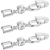 3Pcs Bracelet Extender Clasp with Crystal Rhinestone Silver Foldover Clip Link Extensions Silver Necklace Extenders for Women Bracelet Extender Jewelry Clasps for Watch Band and Jewelry Making