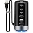 Universal USB & USB C Tower Fast Charging Station 6-Port 60W - Compact, Space-Saving Design with Multiple USB & USB-C Ports for All iPhone Galaxy Note Pixel iPad Multiple Devices