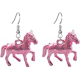 coadipress 3D Horse Drop Dangle Earrings for Women Funny Race Horse Equestrian Earrings Western Cute Animal Dangling Horse Racing Fan Accessories Jewelry