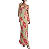 SOLY HUX Women's Floral Tube Maxi Dress Twist Front Strapless Sleeveless Summer Vacation Long Dresses Sundress
