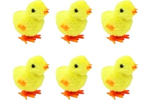 Honbay 6PCS Fluffy Chicks Wind Up Chick Toys Wind-Up Jumping Cute Chicken Plush Chicks Toys Easter Party Favors Artificial Animal Chicken Decoration Props Christmas Socking Stuffers