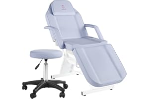 LUXMARS Facial Table Massage Bed Spa & Salon Facial Tattoo Chair with Double Storage Drawer and Spa Stool Professional Massage Facial Lash Bed Beauty Treatment Equipment