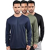 3 Pack Men's Long Sleeve Shirts Quick Dry Moisture Wicking Lightweight Sun Protection T Shirt for Running Outdoor Activities