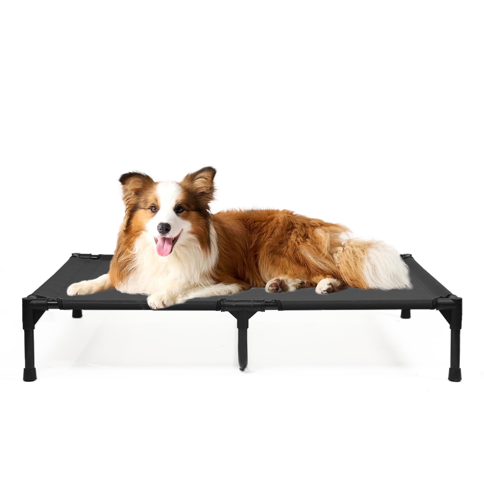 Photo 1 of KMFYZYE Elevated Dog Beds Large Sized Dogs, Cooling Raised Pet Bed with Frame & Breathable Mesh, Portable Indoor & Outdoor Lifted Dog Hammock Off Ground (L, Black)