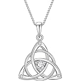 CARICY Celtic Knot Necklace for Women 925 Sterling Silver Birthstone Necklace Trinity Love Knot Pendant Necklace Jewelry Birthday Christmas Valentine's Day Gifts