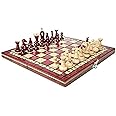 Chess and games shop Muba Beautiful Handcrafted Wooden Chess Set with Wooden Board and Handcrafted Chess Pieces Gift idea Products (12.5 (32 cm) RED)