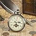 ManChDa Bronze Roman Numerals Mechanical Pocket Watch Open Face with Chain Men 24-Hour Moon Sun + Box