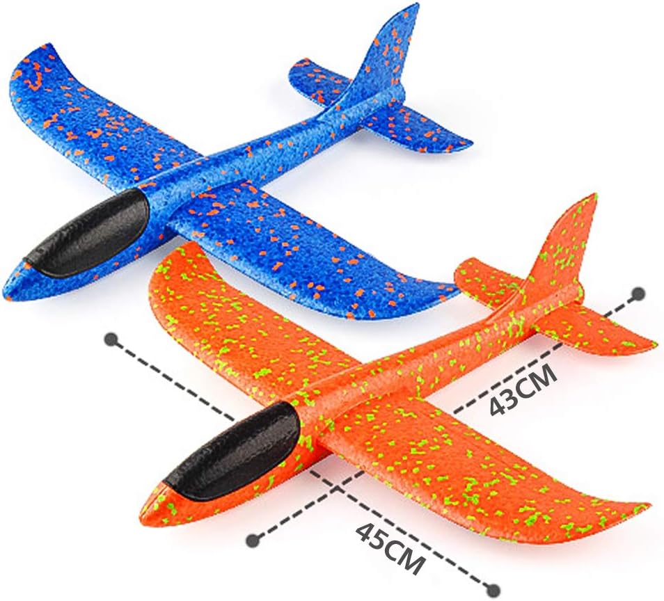 VCOSTORE Foam Glider Planes for Kids 2 Pcs Large Airplane Toys 17.3'' Polystyrene Aeroplane Toys Flying Gliders, Manual,EEP - Image 3