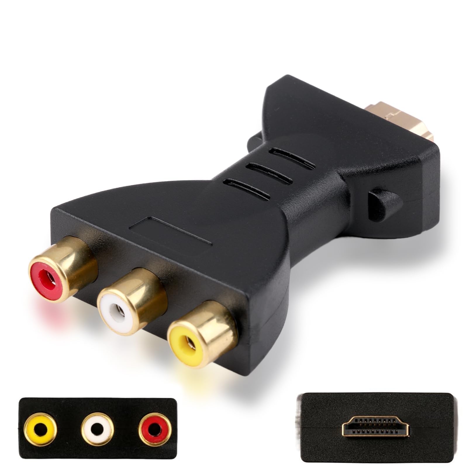 1080P HDMI to AV Adapter, High-Definition HDMI to 3 RGB RCA Adapter, Gold Plated Component Connector Digital Signal Converter for TV Stick, Roku, Chromecast, Apple TV, PC, Laptop, Xbox, HDTV, DVD